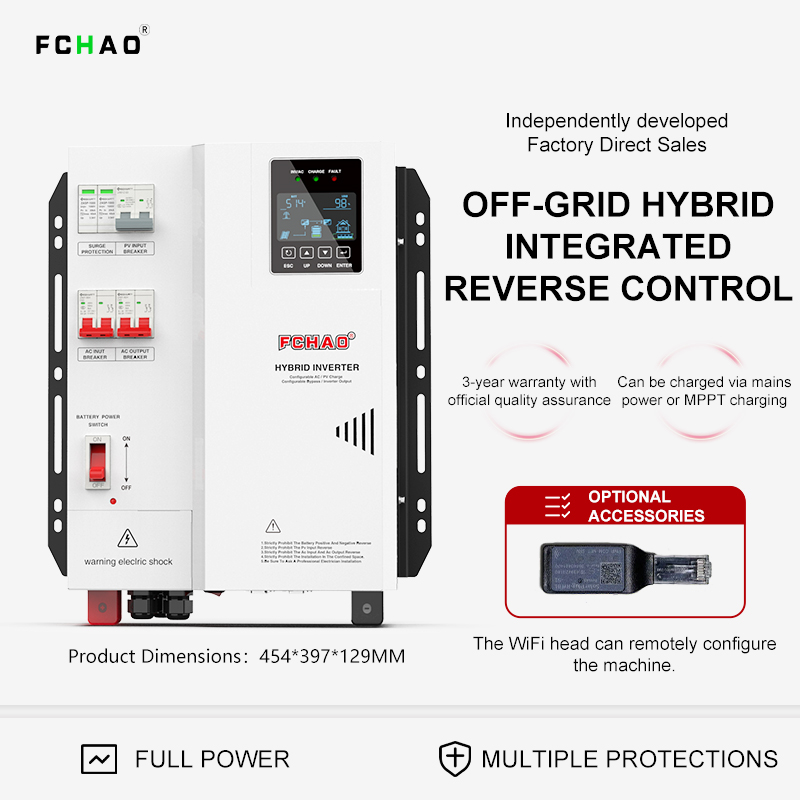 Hybrid Solar Inverter 5.5Kw Mppt 48V - Inverter Hybrid Tenaga Surya Fchao 3KW