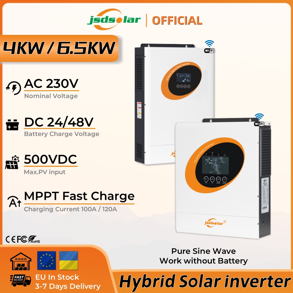 Hybrid Solar Inverter 5.5Kw Mppt 48V - Inverter Surya Hybrid JSDSolar 4KW 6.5KW