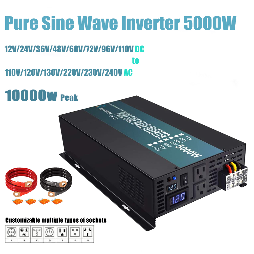 Pure Sine Wave Inverter 5000W 48V 220V - Inverter Gelombang Sinus Murni 5000W 24V