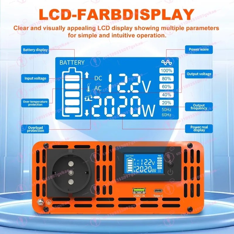 Inverter Daya Gelombang Sinus  - Power Inverter 12V 220V 4000W Continuous ulasan dan harga