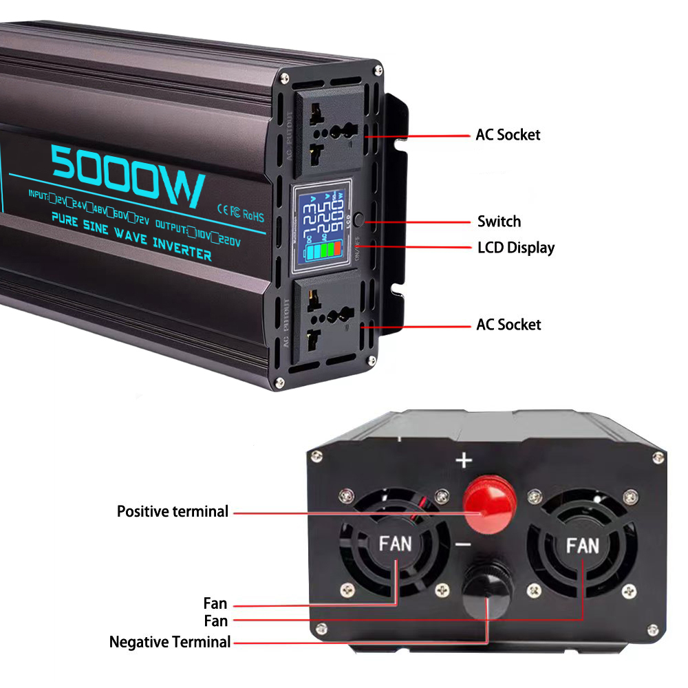 Inverter Gelombang Sinus Murni - Pure Sine Wave Inverter 5000W 48V 220V ulasan dan harga